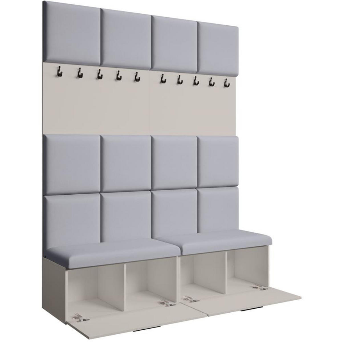 GARDEROBE Margaret I+I 162/203/43 mit gepolsterten Paneelen und Schuhschrank - Kaschmir/Schwarz, Holzwerkstoff/Kunststoff (162/203/43cm) - Beautysofa