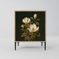 SIDEBOARD FLORAL NOIR, Eichefarben, 57,5x42x72,5 cm, Schwarze Metallfüße - Eichefarben/Multicolor, Holzwerkstoff/Metall (57.5/72.5/42cm) - SpaceRebels