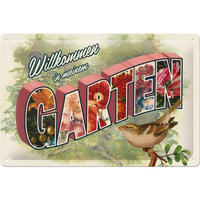 BLECHSCHILD 20/30 cm Home & Country Willkommen in meinem Garten - Multicolor, Metall (30/20/0.2cm) - Nostalgic-Art