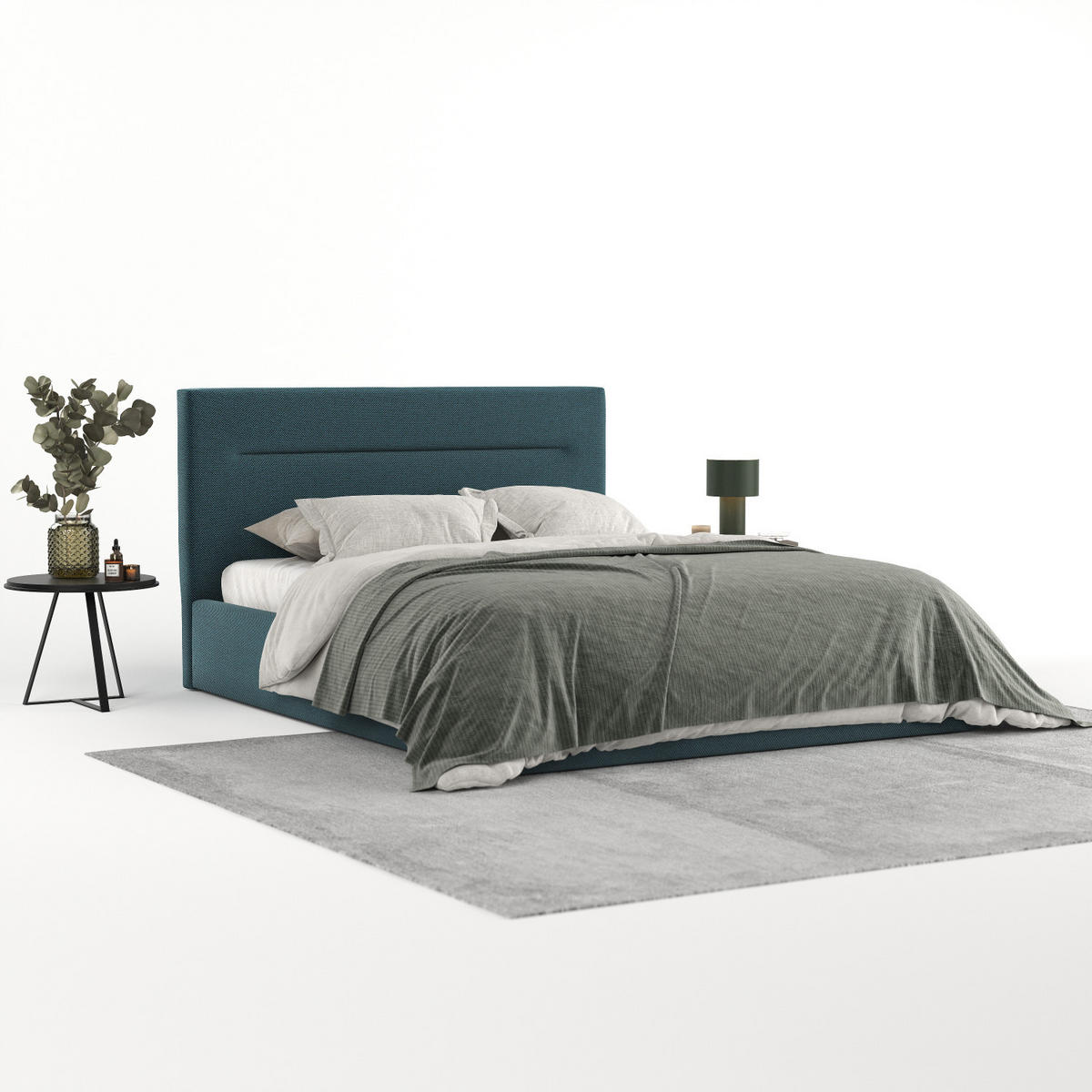 POLSTERBETT Liline 180/200 cm Türkis im Inari Stoff - Türkis/Schwarz, Holz/Holzwerkstoff (180/200cm) - AltaBeds