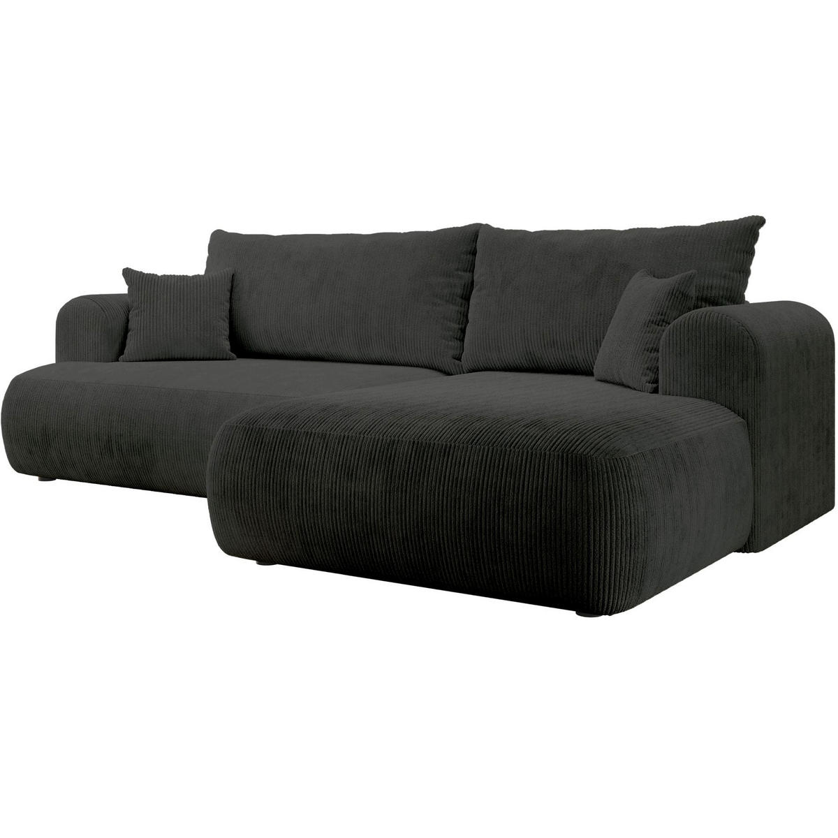 ECKSOFA Ovo Cord mit Cordbezug Dunkelgrau, rechts - Dunkelgrau/Schwarz, Textil (165/260cm) - Selsey