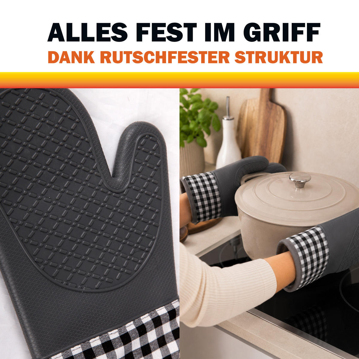 SILIKON Ofenhandschuh 2er Pack - Grau - Grau, Kunststoff (18/29cm)