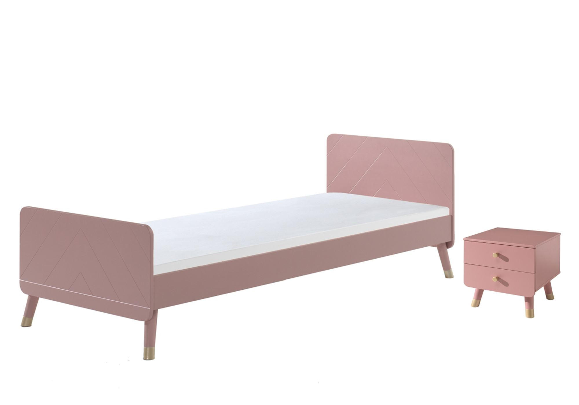 BETT mit Nachtkommode Kamillah aus MDF in Terra Rosa - Rosa, Holzwerkstoff (90/200cm) - 58aufmkessel