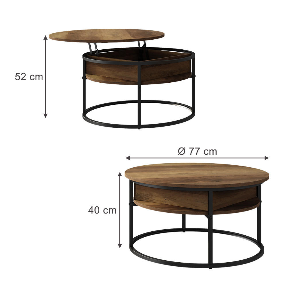 COUCHTISCH Marlo Holz 77 x 77 cm - Schwarz/Sonoma Eiche, Holzwerkstoff (77/77/52cm) - Vicco