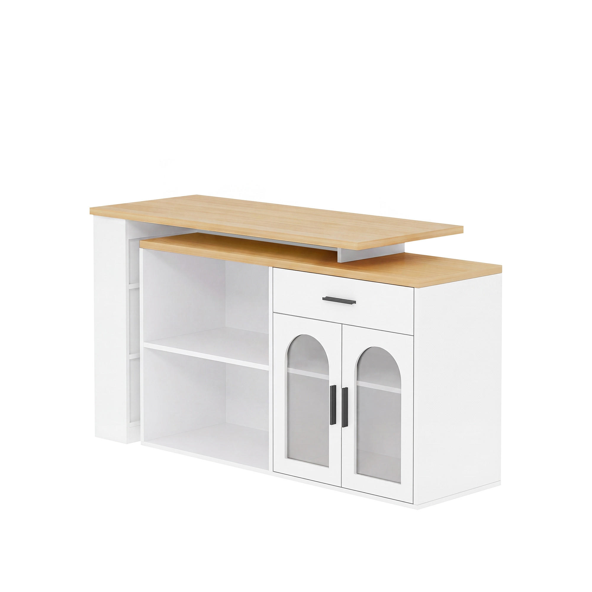 KÜCHENINSEL 136/50/78 cm Weiß mit 360° Drehtisch, 1 Schubladen und Stauraumschrank - Weiß, Holz (50/78/136cm) - Oxeza