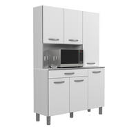 BUFFET Küche weiß 120 cm Küchenschrank mit viel Stauraum - Weiß/Grau, Holzwerkstoff (120/181/44cm) - Parisot Meuble