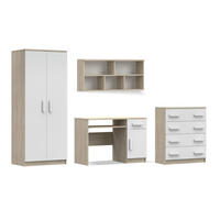 KINDERZIMMER-SET INGE III Weiß+Sonoma/Weiß - Weiß/Grau, Holzwerkstoff (270/193/50cm) - Deine Möbel 24