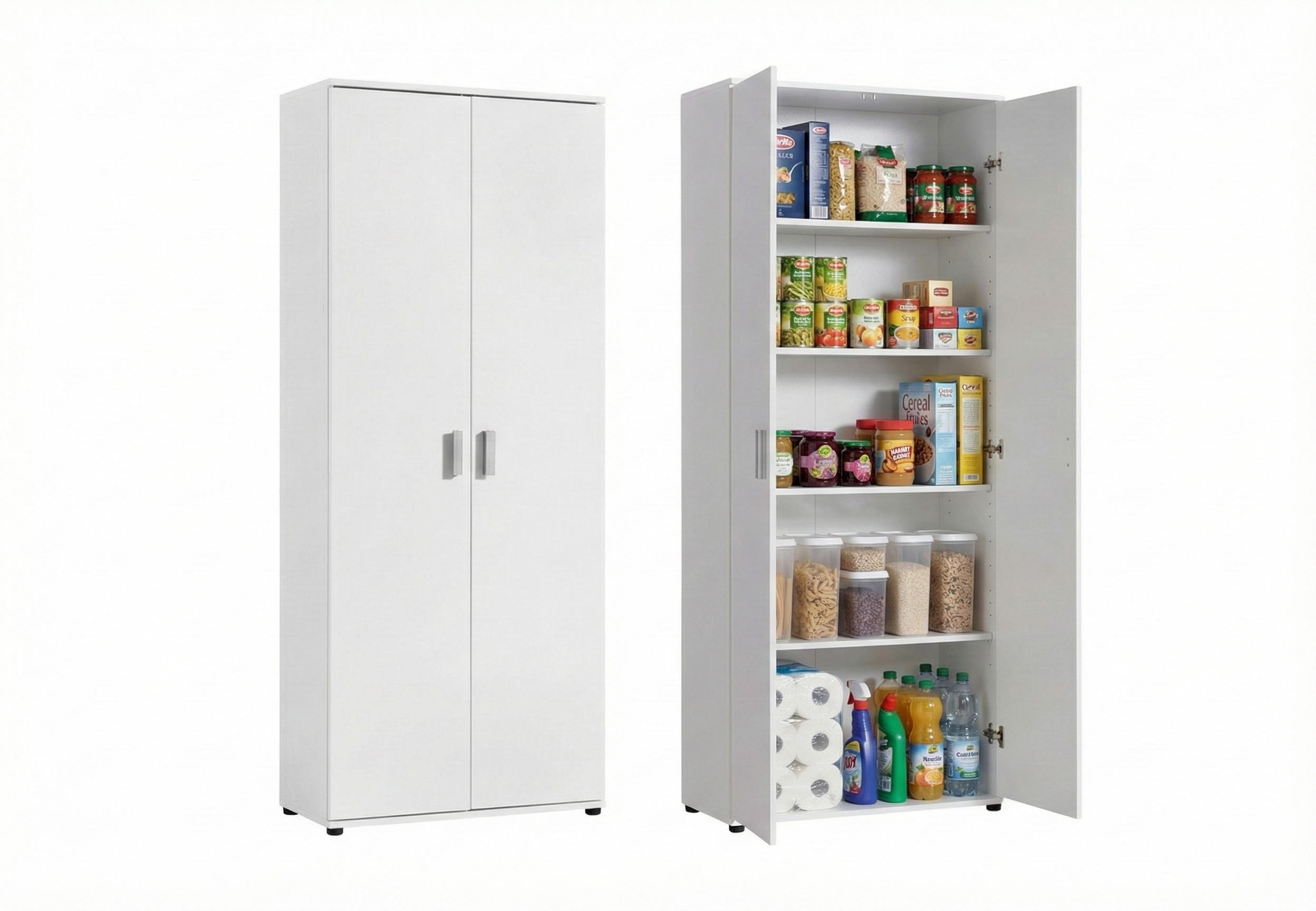 MEHRZWECKSCHRANK mit 2 Türen & 4 Einlegeböden in weiß - Weiß, Holzwerkstoff (35/184/75cm) - Home Collective