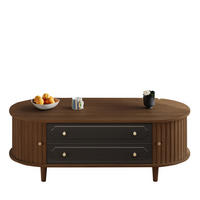 COUCHTISCH mit 2 Schubladen und 2 Rolltüren 100 x 50 cm Walnussoptik Schwarz - Braun, Holzwerkstoff (100/50/36cm) - Meubliv