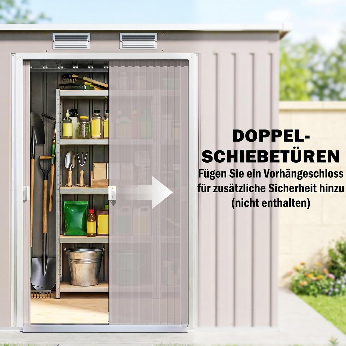 GARTENHAUS Verzinkter Stahl Hellgrau - Hellgrau, Metall (130/172/213cm) - Outsunny