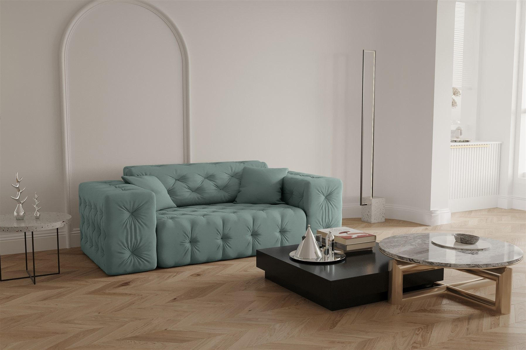SOFA 2-sitzer Chantal - Salbeigrün, Holzwerkstoff/Textil (186/78/96cm) - Fun Möbel