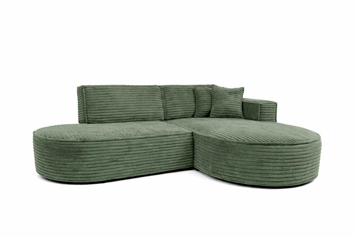 ECKSOFA L-Form, Cordstoff Velo, Olive, Rechts, Modena Studio - Olivgrün, Holz (236/165cm) - Kaiser Möbel