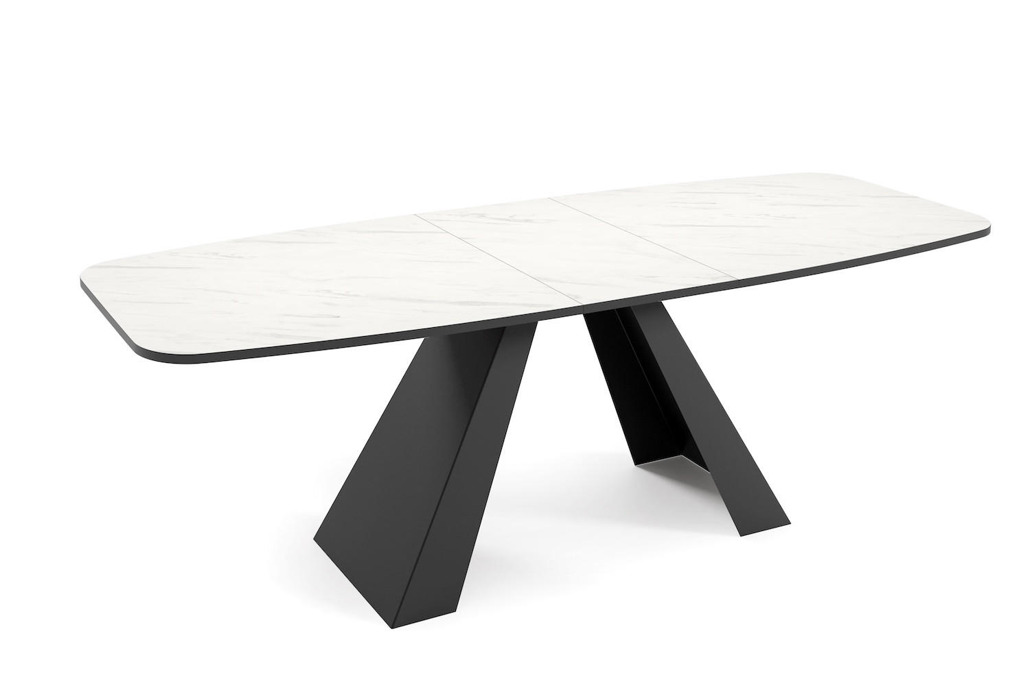 ESSTISCH Myron Bianco Marmor / Schwarz 180/220 / 90 / 76cm - Anthrazit/Schwarz, Holz/Holzwerkstoff (180/90/76cm) - Feldmann-Wohnen