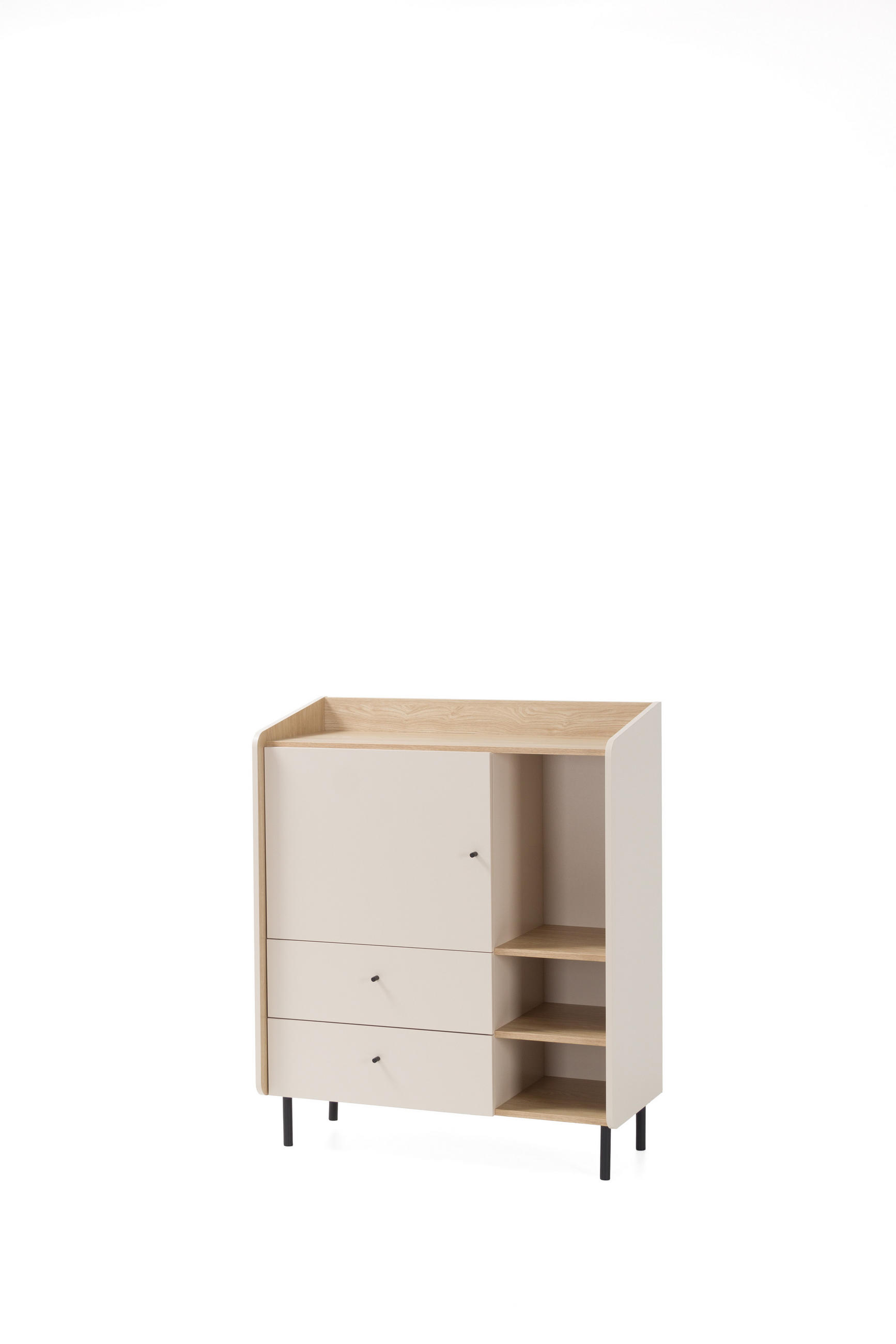 KOMMODE VETTA 95/115/42cm mit 2 Schubladen 1 Türen Beige - Beige, Holzwerkstoff (95/115/42cm) - MASSENO