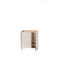 KOMMODE VETTA 95/115/42cm mit 2 Schubladen 1 Türen Beige - Beige, Holzwerkstoff (95/115/42cm) - MASSENO