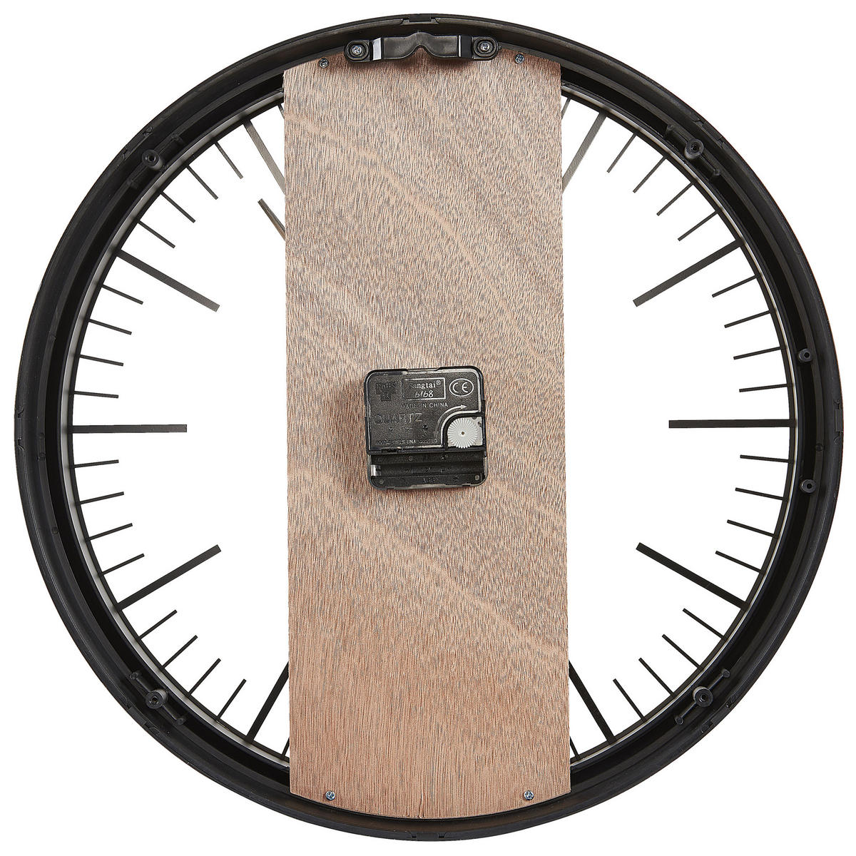 WANDUHR Kunststoff schwarz/heller Holzfarbton Villora - Schwarz, Kunststoff (38/38/5cm) - Beliani