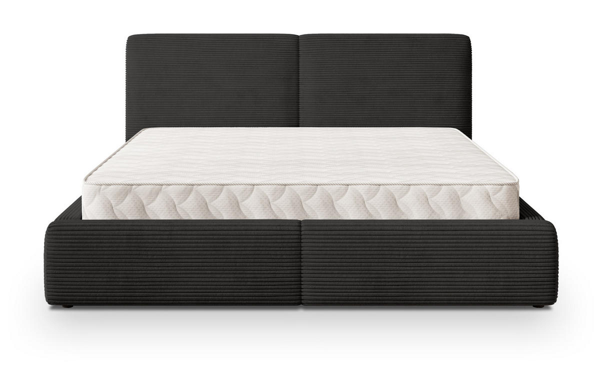 POLSTERBETT FELURO P 200x200 cm mit Bettkästen - Schwarz - Schwarz, Holz/Textil - MASSENO