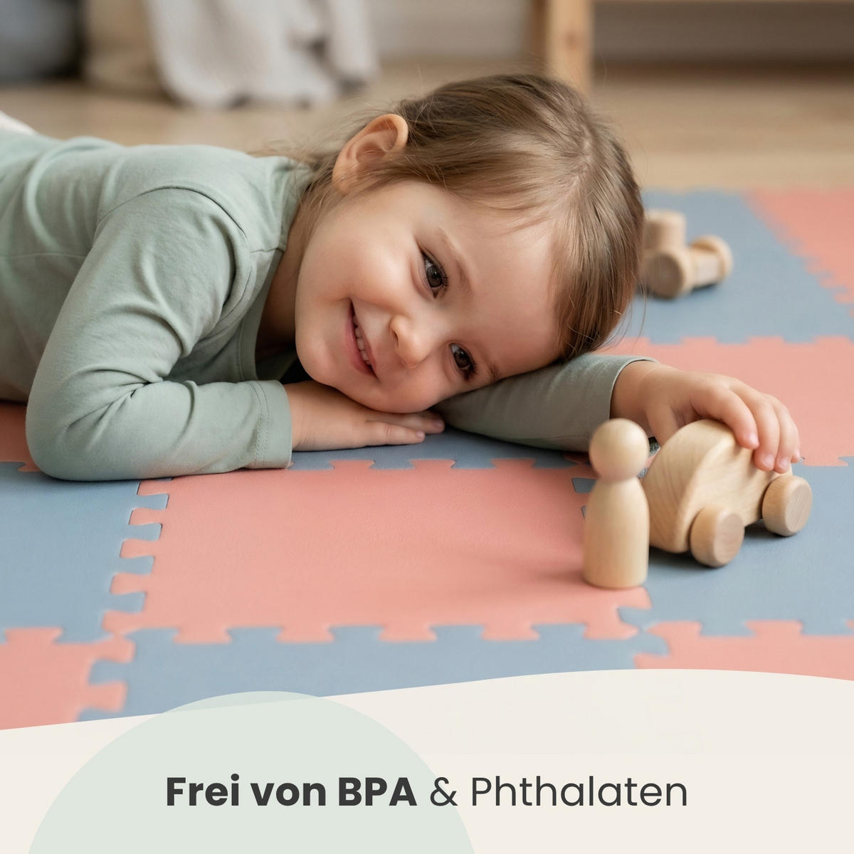 SPIELMATTE mit Rand - 180/90/1 cm Puzzlematte Rosa Blau - Rosa, Kunststoff (30/30cm) - Littletom