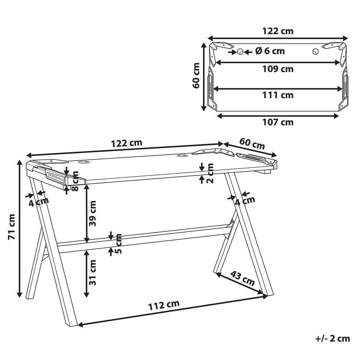 SPIELTISCH schwarz 120/60/71 cm Danvers - Schwarz, Holzwerkstoff (60/120/71cm) - Beliani