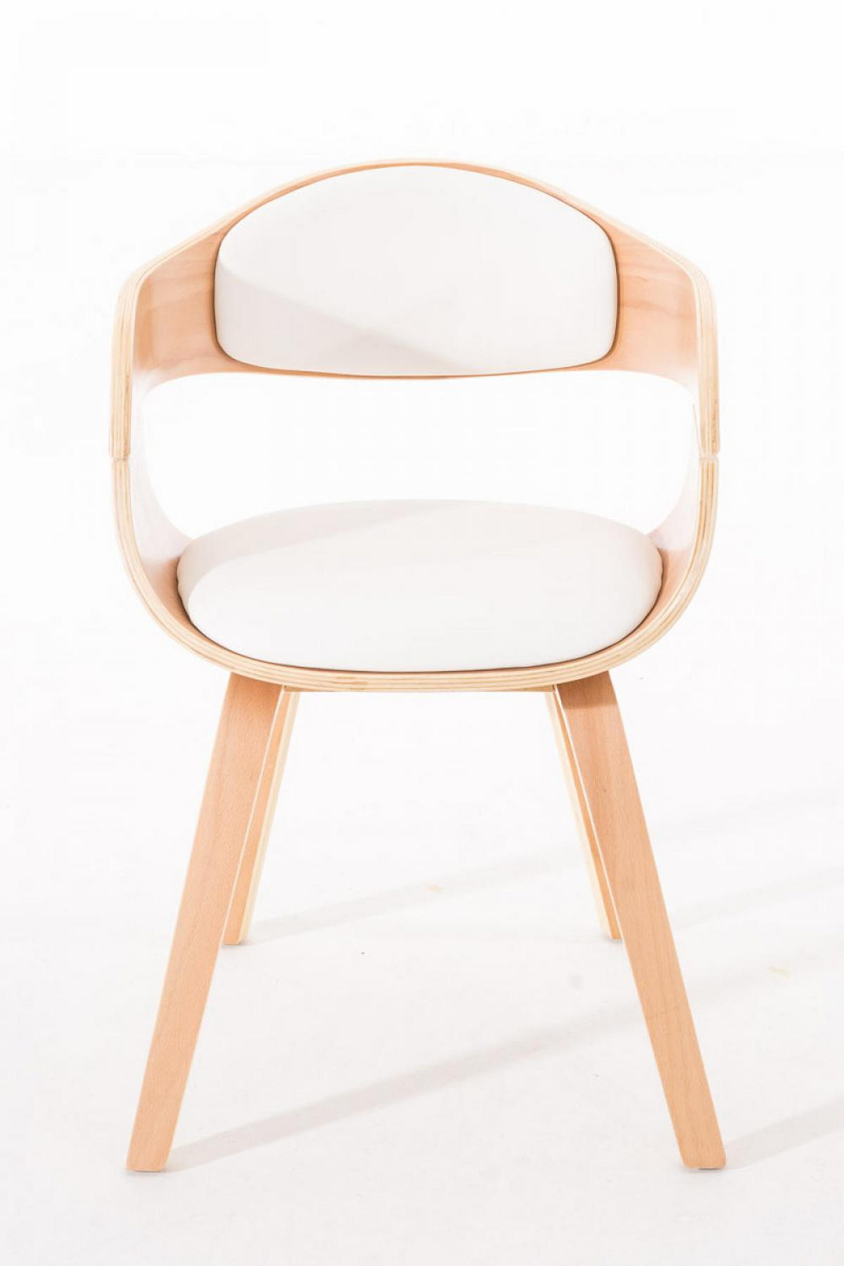 ARMLEHNENSTUHL Lederlook Natura/Weiß - Eukalyptusholzfarben/Weiß, Holz/Textil (49/73/46cm) - CLP