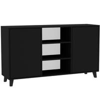 KOMMODE Home mit 2 Türen und 2 Regale, ohne Griffe, Schwarz - Schwarz, Holzwerkstoff (150/85/40cm) - Beautysofa