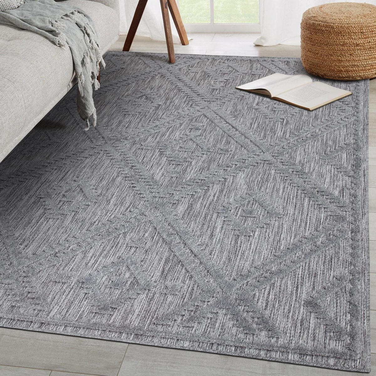 OUTDOOR-TEPPICH Santorini 454 Anthrazit 200x290 cm - Anthrazit, Textil (200/290cm) - carpet city