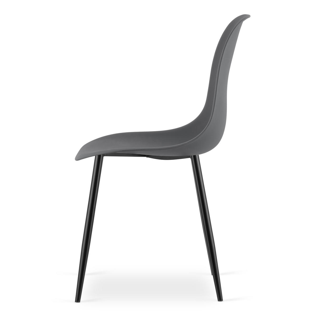 ESSZIMMERSTUHL 2-er Set KALEO dunkelgrauer Sitz, schwarze Beine - Dunkelgrau/Schwarz, Kunststoff (46/84/51cm) - Valora