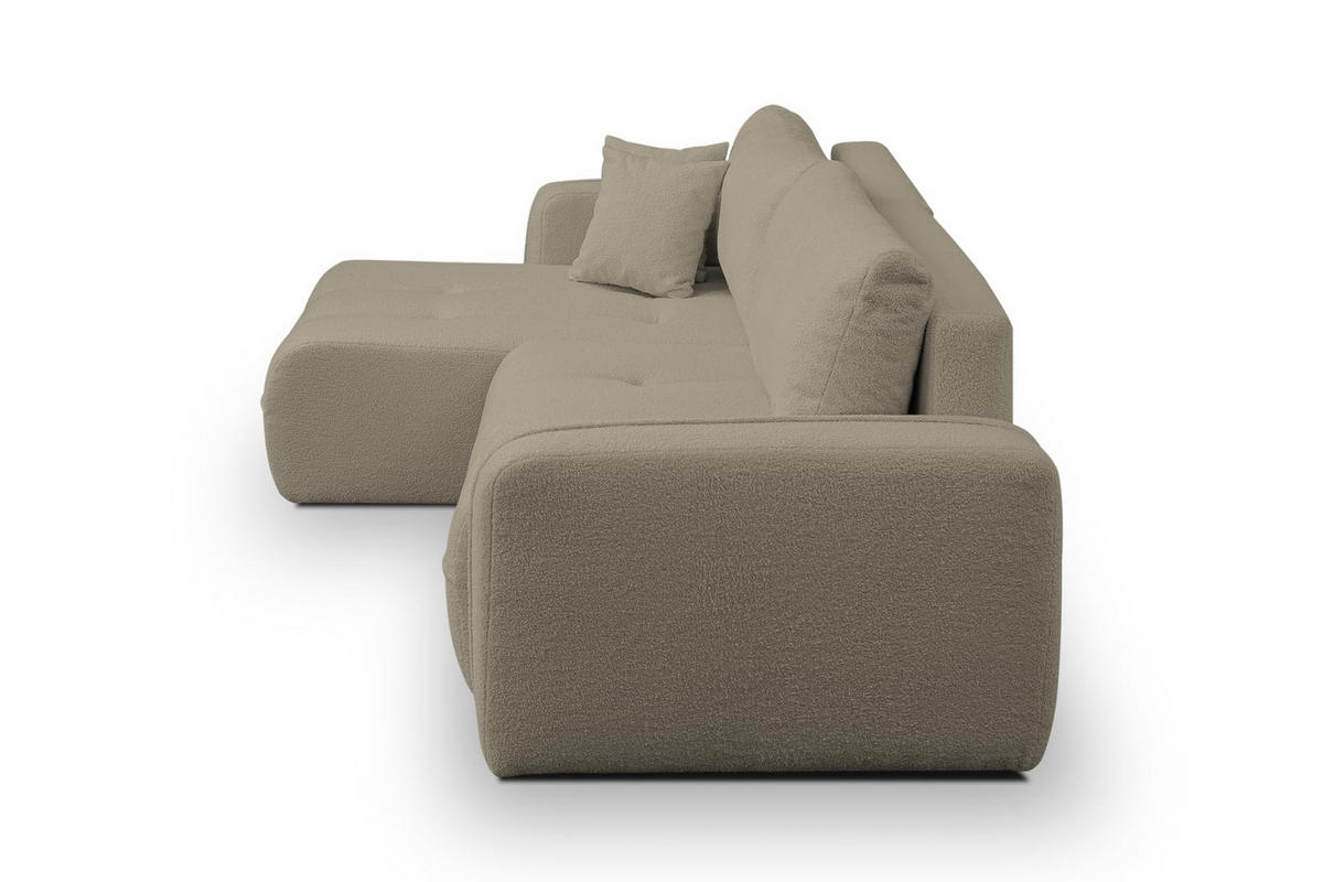ECKSOFA CLOUD mit Schlaffunktion und Bettkasten Boucle Cloud (Cappuccino) - Cappuccino, Textil (276/145cm) - VENASI MÖBEL