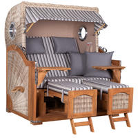 STRANDKORB XXL Düne Grande Teak PE Shell - Braun/Grau, Metall (142/170/95cm) - Mr. Deko