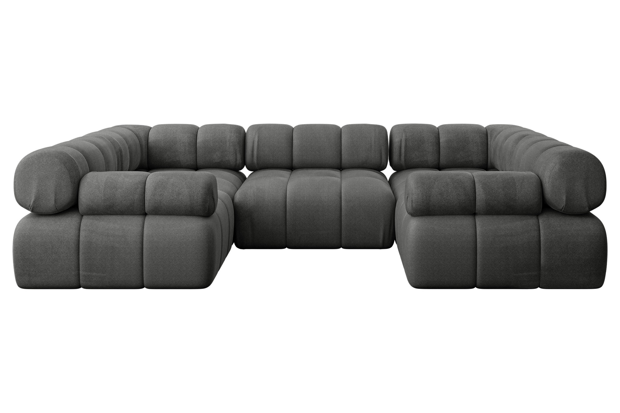 WOHNLANDSCHAFT modulares Sofa Birno-U1 - 285x190x70 cm Dunkelgrau Velours - Dunkelgrau, Holzwerkstoff/Textil (285/70/190cm) - ALTDECOR