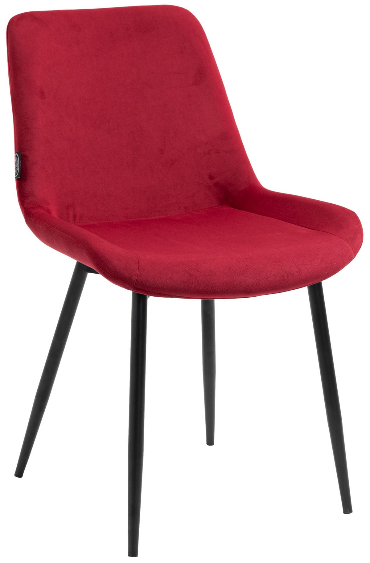 STUHL 4er Set Samt rot - Rot/Schwarz, Textil/Metall (51/80/60cm) - CLP