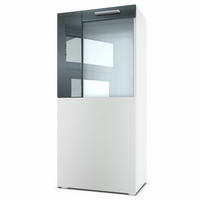 VITRINE Movie Absetzungen in Grau Hochglanz - Grau, Holzwerkstoff (50.5/111/32.5cm) - Vladon