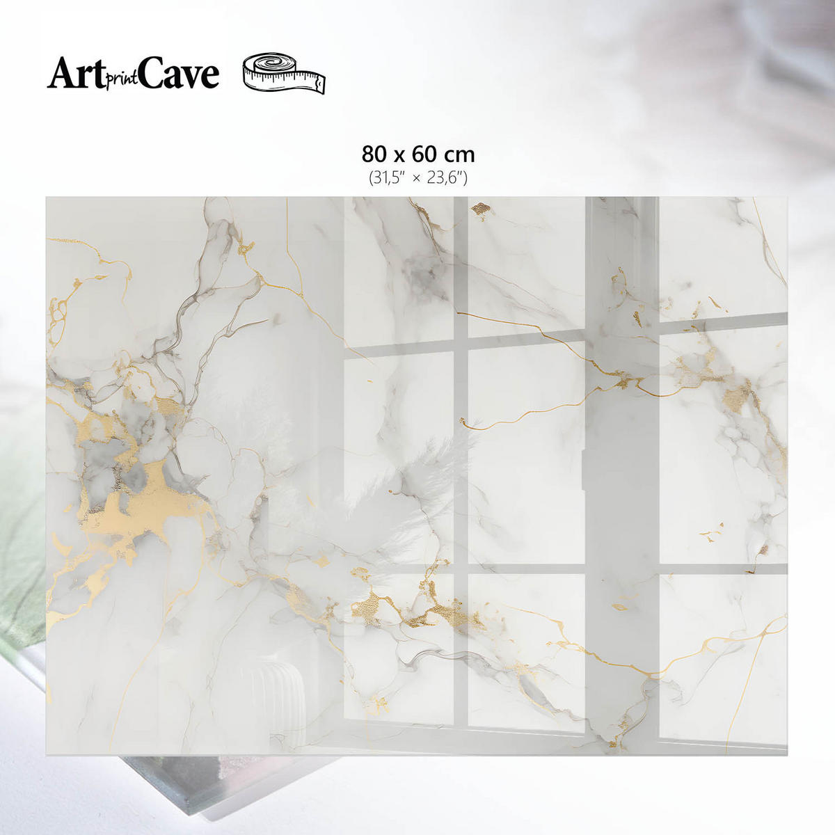 GLASPLATTE 80x60 cm – Marmoroptik - Blau, Glas (0.4/80/60cm) - ArtPrintCave
