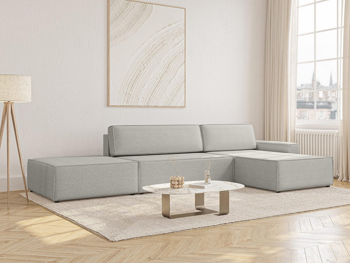 ECKSOFA Lummo La mit Schlaffunktion, Grau - Grau, Textil (363/185cm) - Fedve
