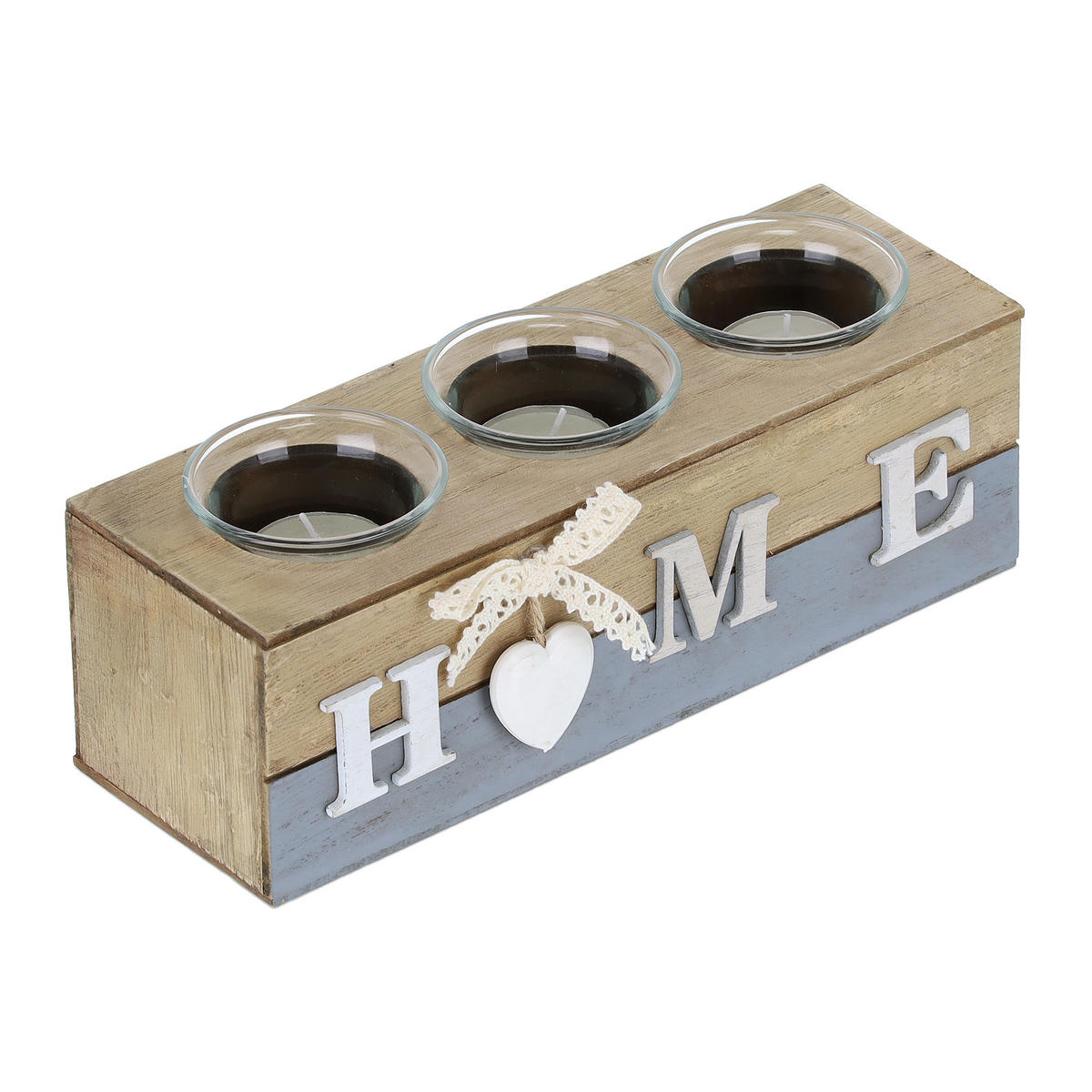 TEELICHTHALTER - Multicolor, Glas/Holzwerkstoff (8cm) - Relaxdays