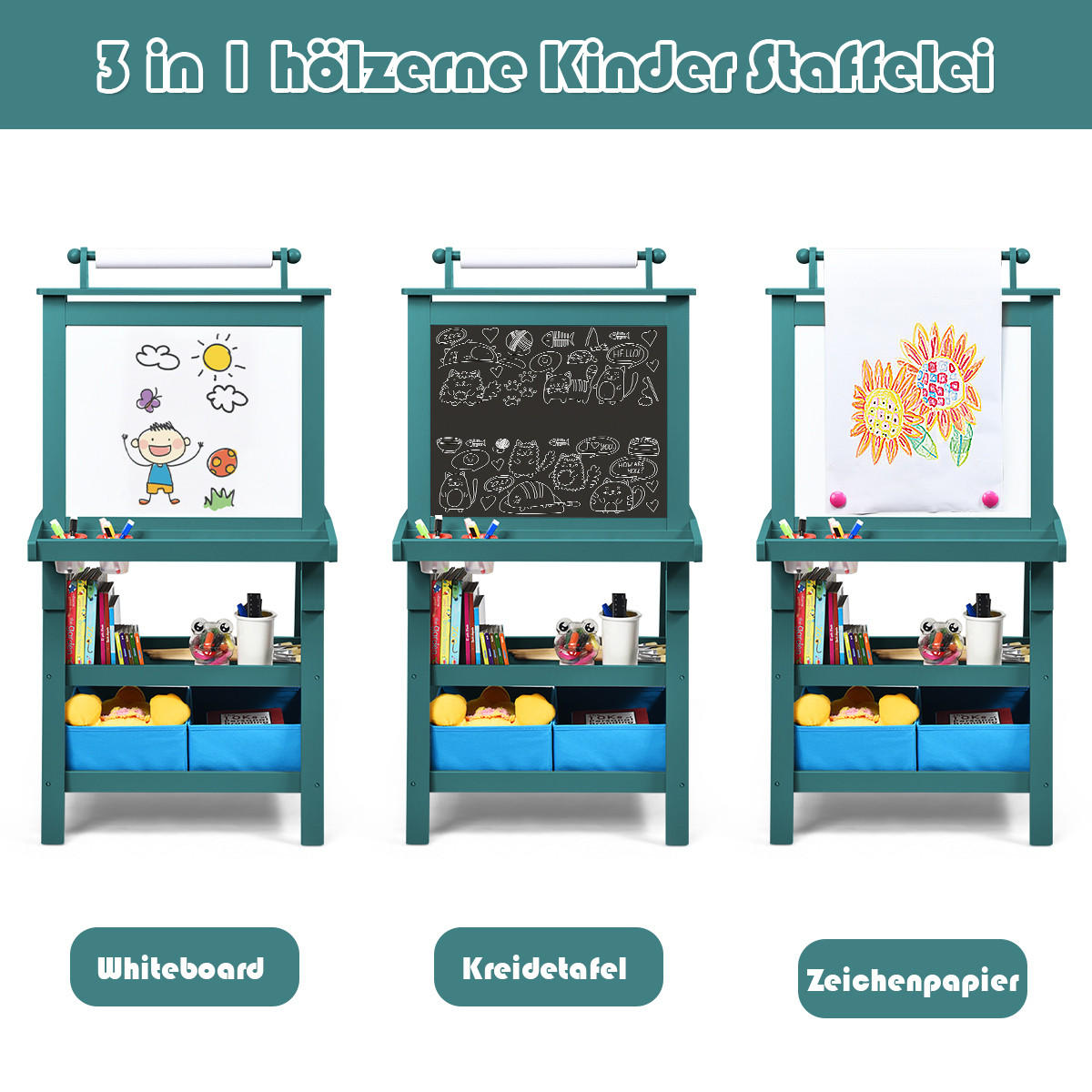 STAFFELEI Blau - Blau, Holz (50/117/59cm) - COSTWAY