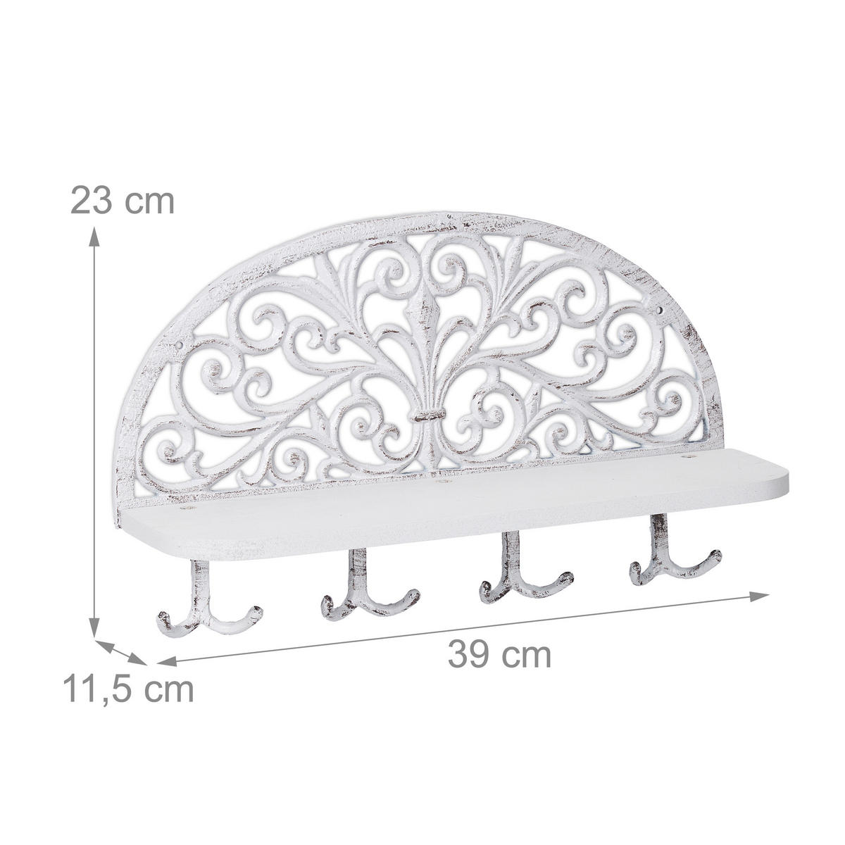 WANDGARDEROBE - Weiß, Holz/Metall (39/23/11.5cm) - Relaxdays