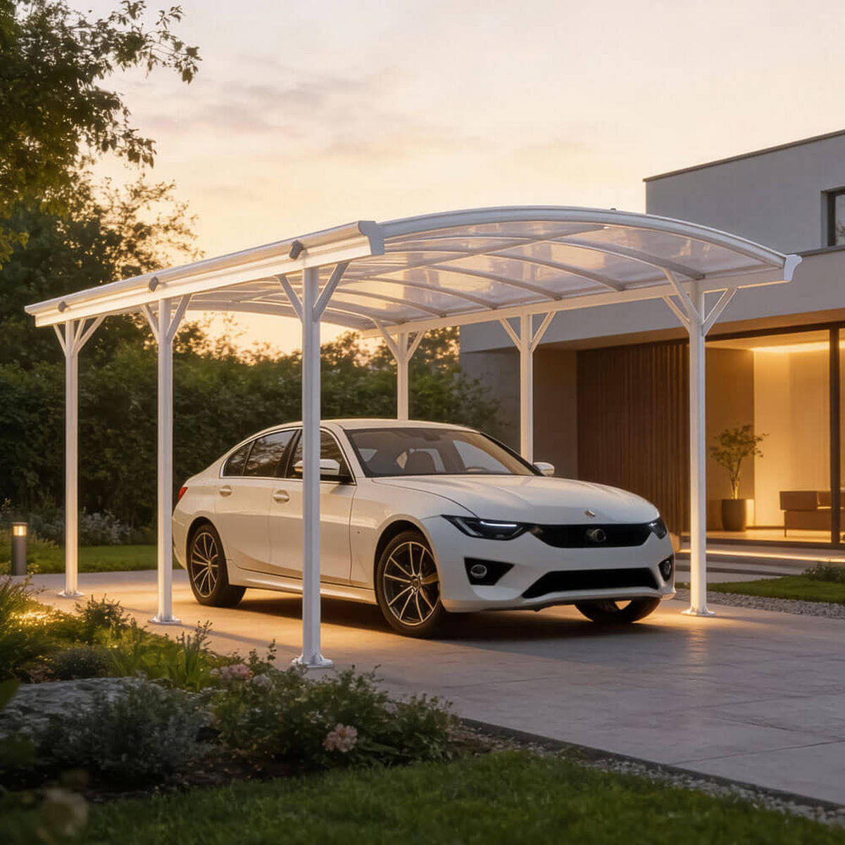 DESIGN Carport FALO - 505 x 300 cm Weiß - Weiß, Kunststoff/Metall (300/240/505cm) - Home Deluxe