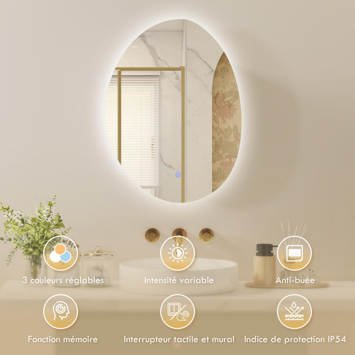 SPIEGELSCHRANK Weiß 50/14/70 cm LED Anti-Beschlag - Weiß, Glas (50/70/14cm) - PANGIVO
