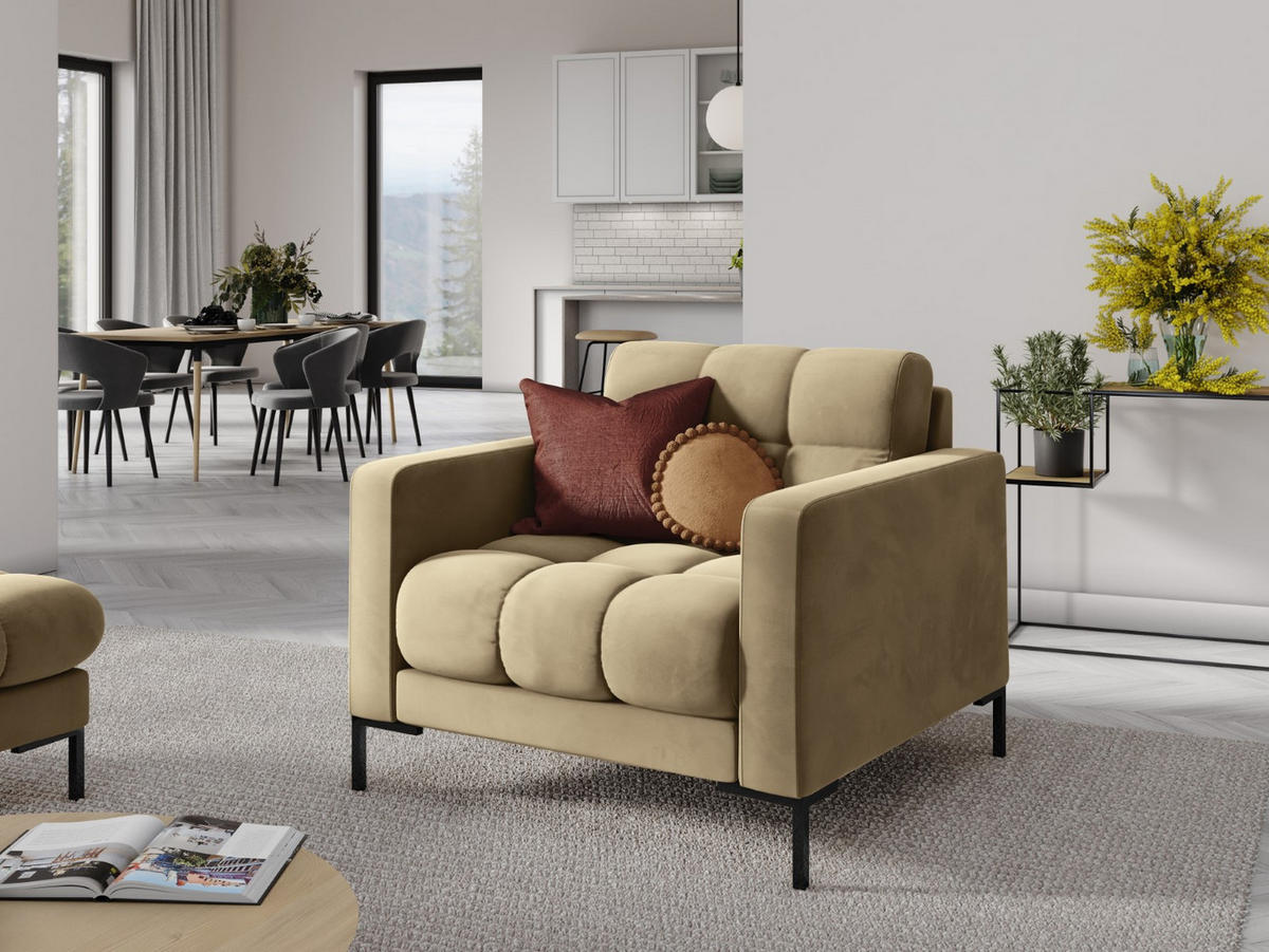SESSEL Mamaia aus Samt beige - Beige, Textil (92/75/87cm) - Micadoni
