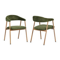 ESSZIMMERSTÜHLE 2er-Set, gepolstert, Chenille, Metallbeine in Holzoptik, Grün - Grün, Textil (61/80.5/59cm) - Meubles Cosy