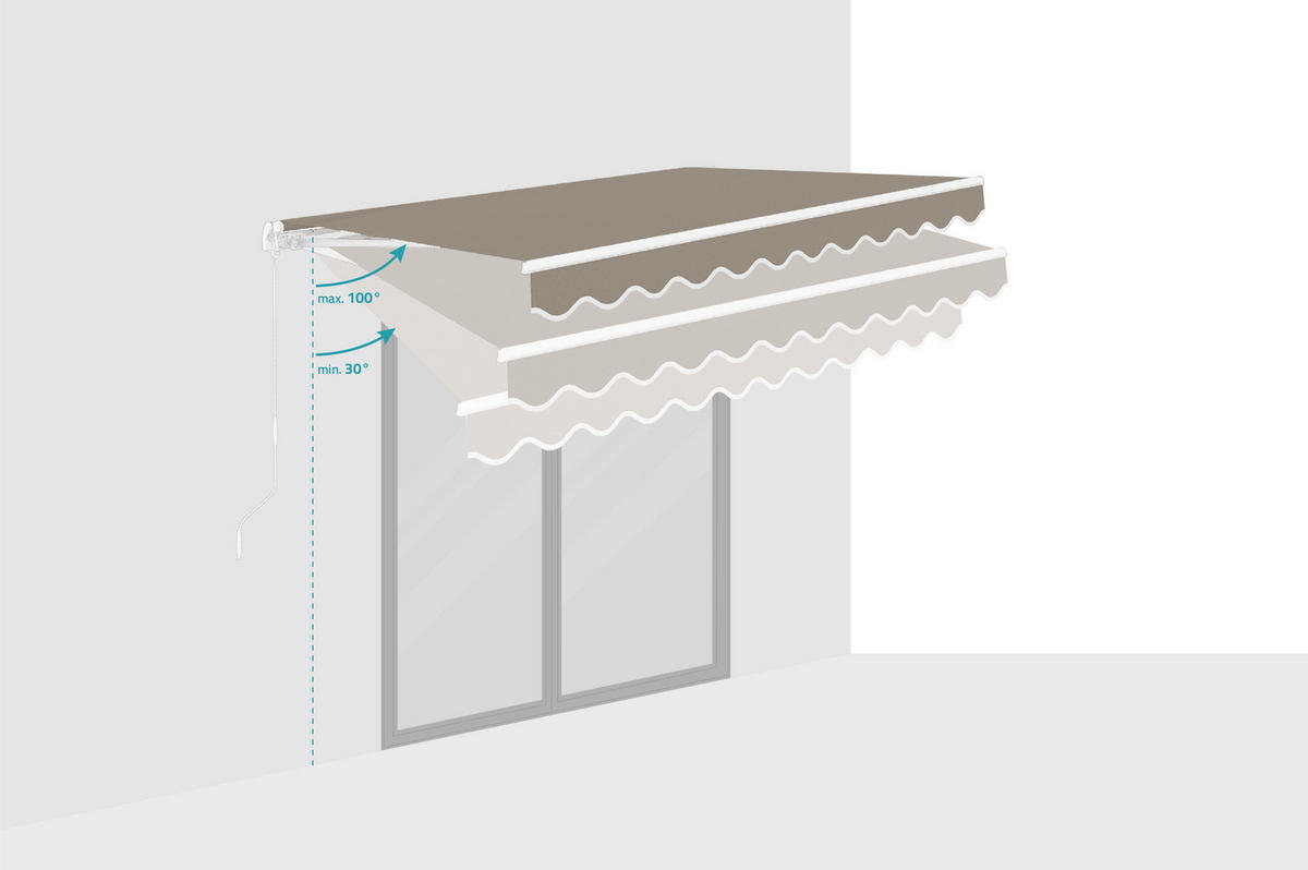 MONOBLOCK-MARKISE VECCHIO Weißes Gestell - leinwand Taupe 3x2,5m - Premium-Leinwand 320g/m² - Taupe, Metall (304/218/250cm) - Cazeboo