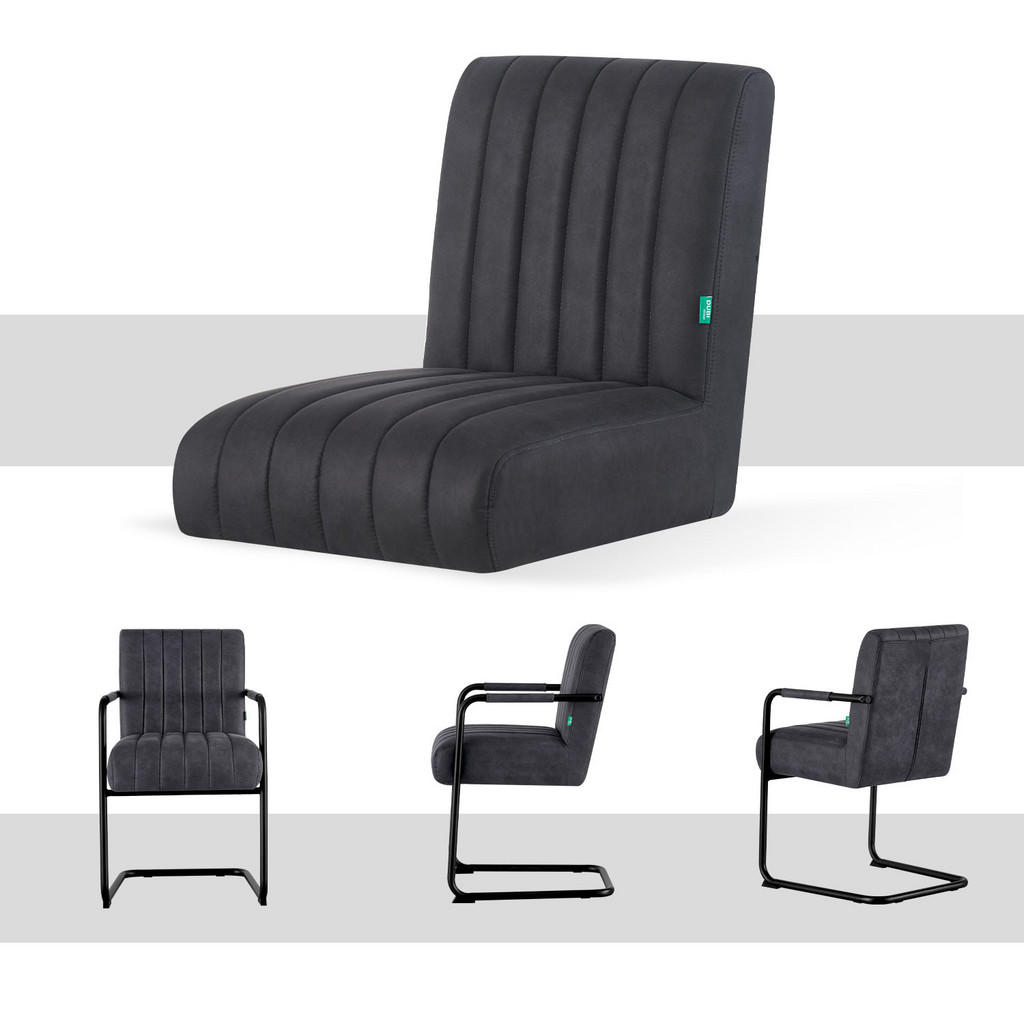 Thumbnail - Dubi Möbel Schwingstuhl, Schwarz, Textil, 53x87x62 cm, Oeko-Tex® Standard 100, Esszimmer, Stühle, Esszimmerstühle, Vierf...