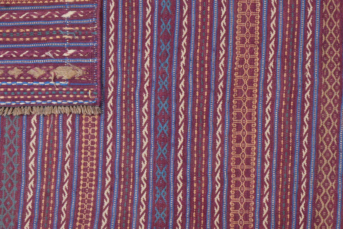 KELIM-TEPPICH handgewebt Kordi Violett, Beige 302/203 cm Schurwolle - Blau/Beige, Textil (203/302cm) - Looma