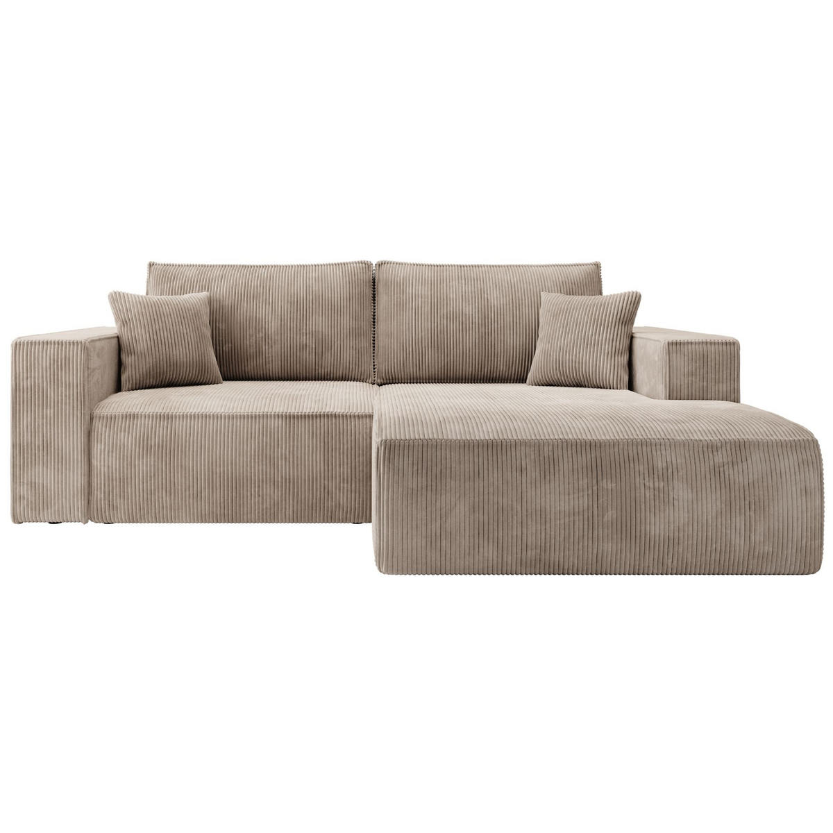 ECKSOFA Farese Mini mit Cordbezug Beige, rechts - Beige/Schwarz, Textil (167/240cm) - Selsey