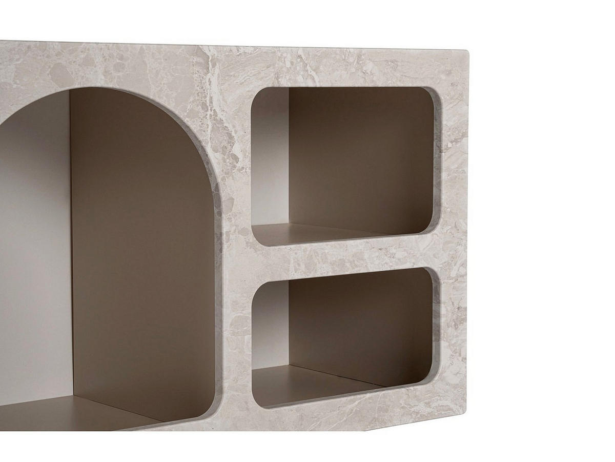 TV-MÖBEL mit 7 Fächern - Marmoroptik Grau - LUELA - Grau, Holz (160/51/40cm) - Vente-Unique