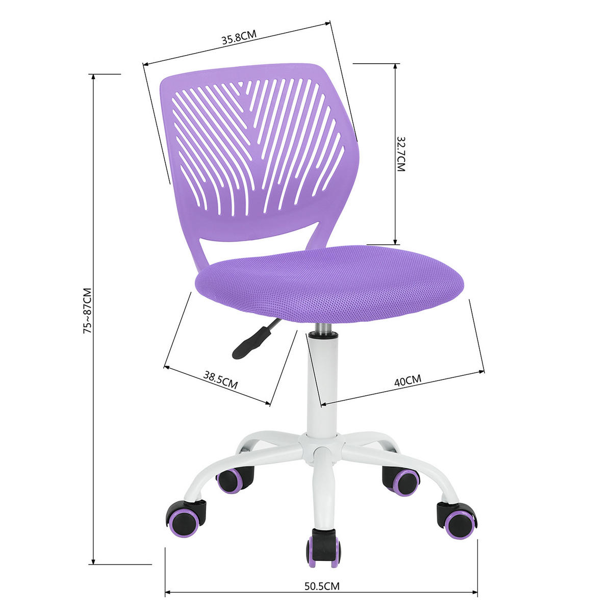 DREHSTUHL Lila - Lila/Weiß, Metall (38/85/39cm) - Urban Meuble