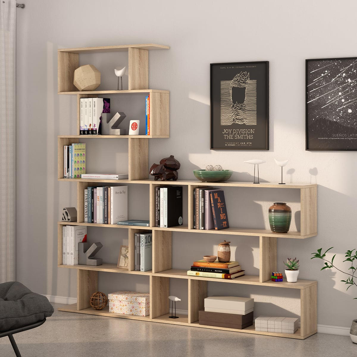 REGAL mit 3 Ebenen L110 cm - Athena - Eiche Artisan, Holzwerkstoff (24/97/110cm) - Calicosy