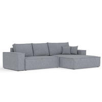 ECKSOFA TAURI mit Schlaffunktion Grau im Neve Stoff - Schwarz/Grau, Holz/Holzwerkstoff (294/185cm) - AltaBeds