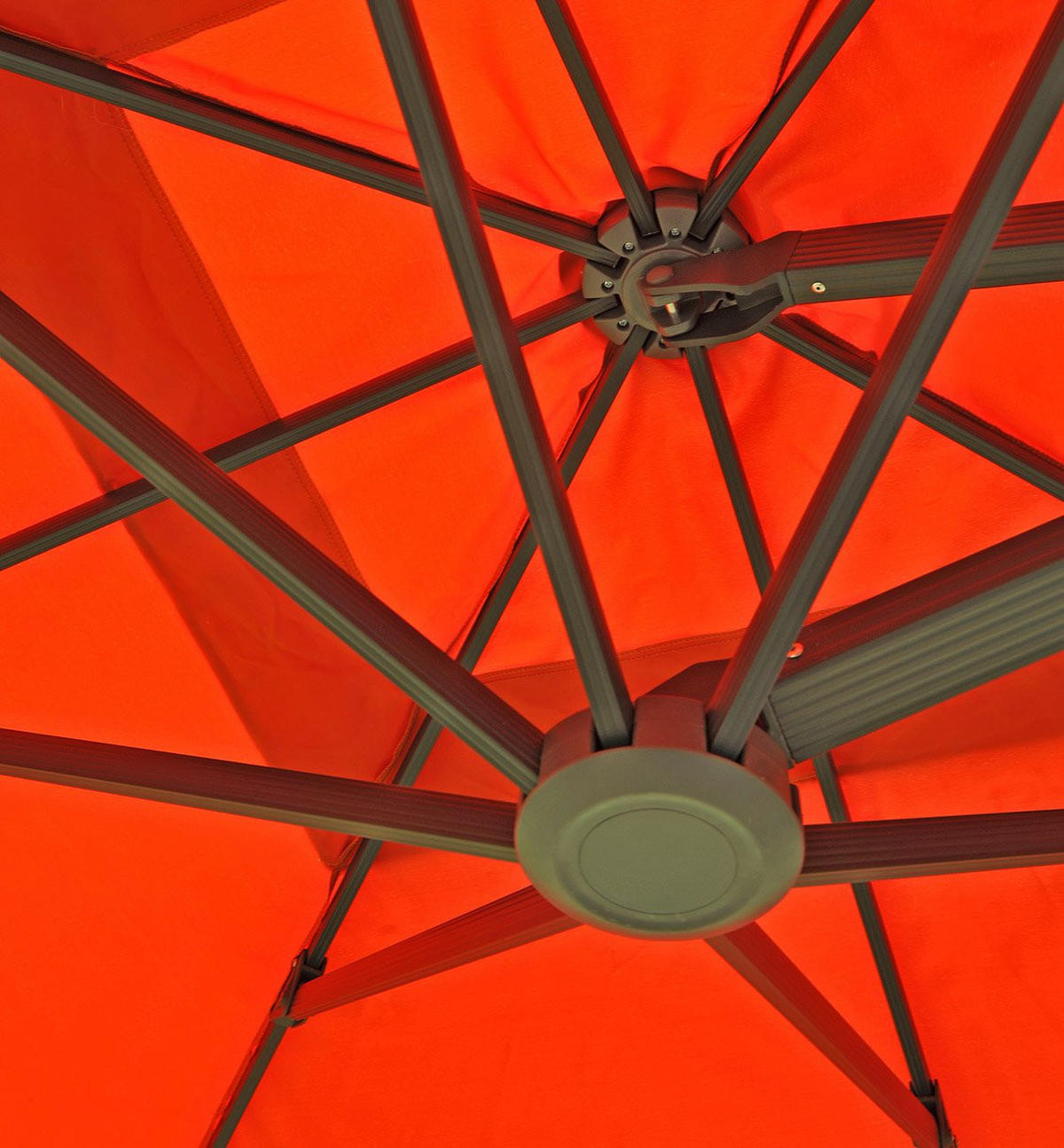 DOPPEL-AMPELSCHIRM + STÄNDER Orange 297/620 cm - Orange, Metall (620/297cm) - MCW